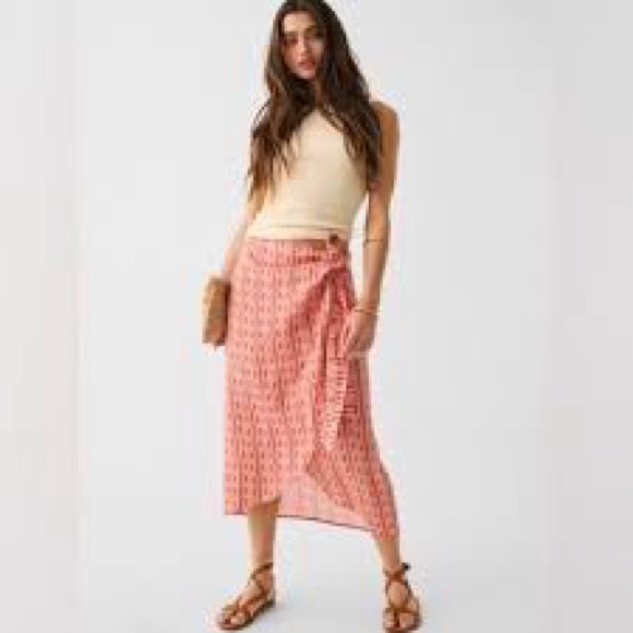 Faherty Pacifica Printed Wrap Skirt Sz XL - Picture 3 of 7